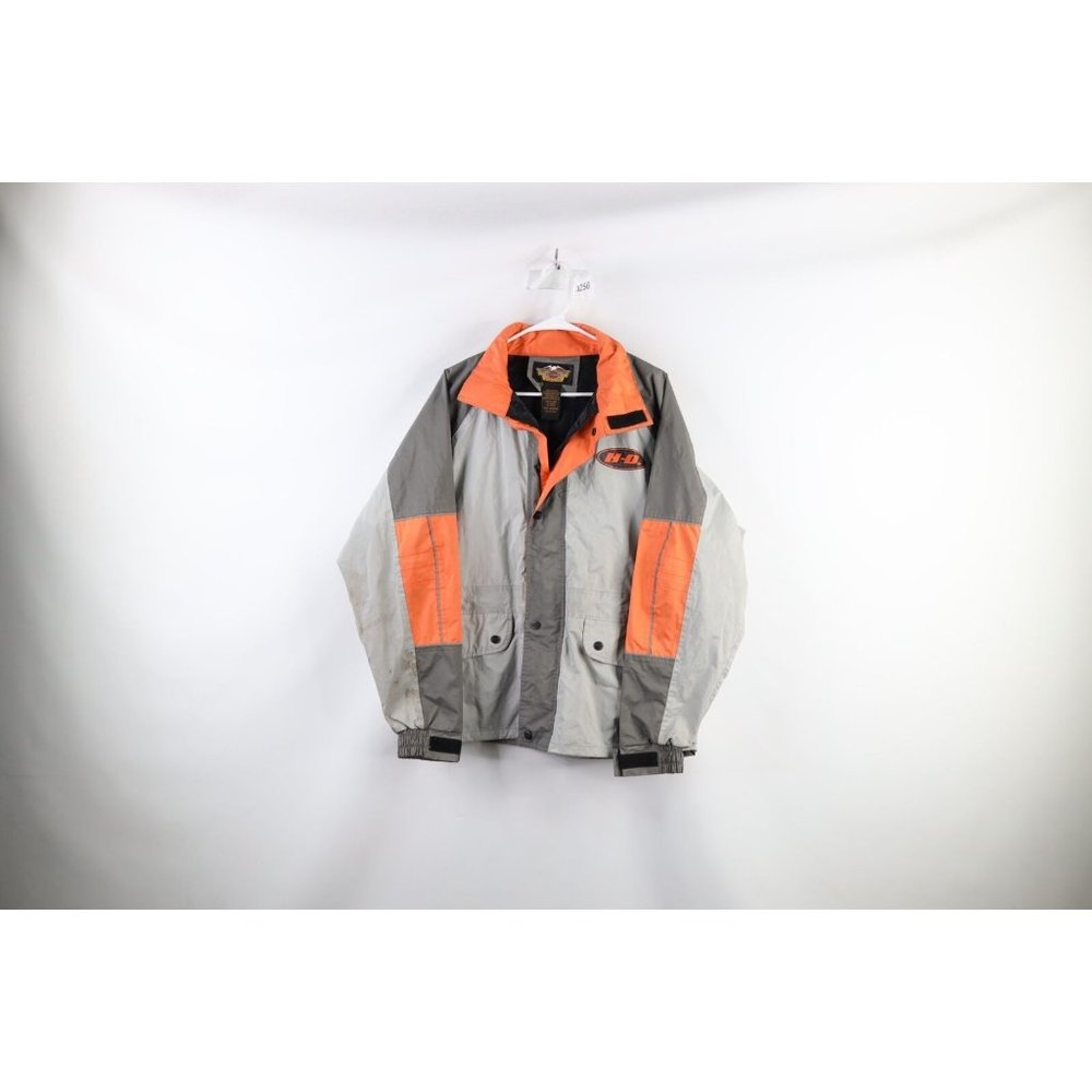 Vintage Harley Davidson Mens Medium Distressed Spell Out Waterproof Rain Jacket